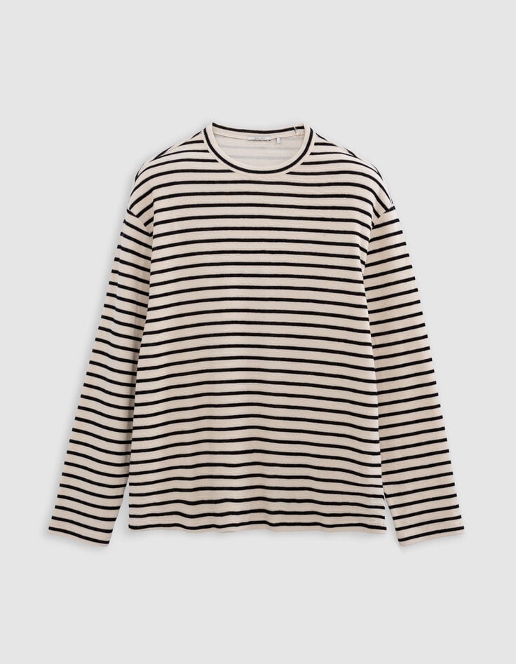 Ikks T-shirt Marinière Rayé Noir Broderie Homme