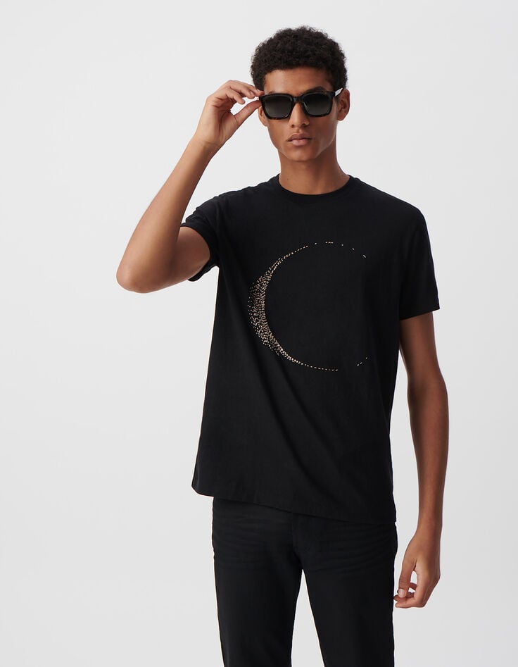 Ikks T-shirt Noir Broderie Lune Homme