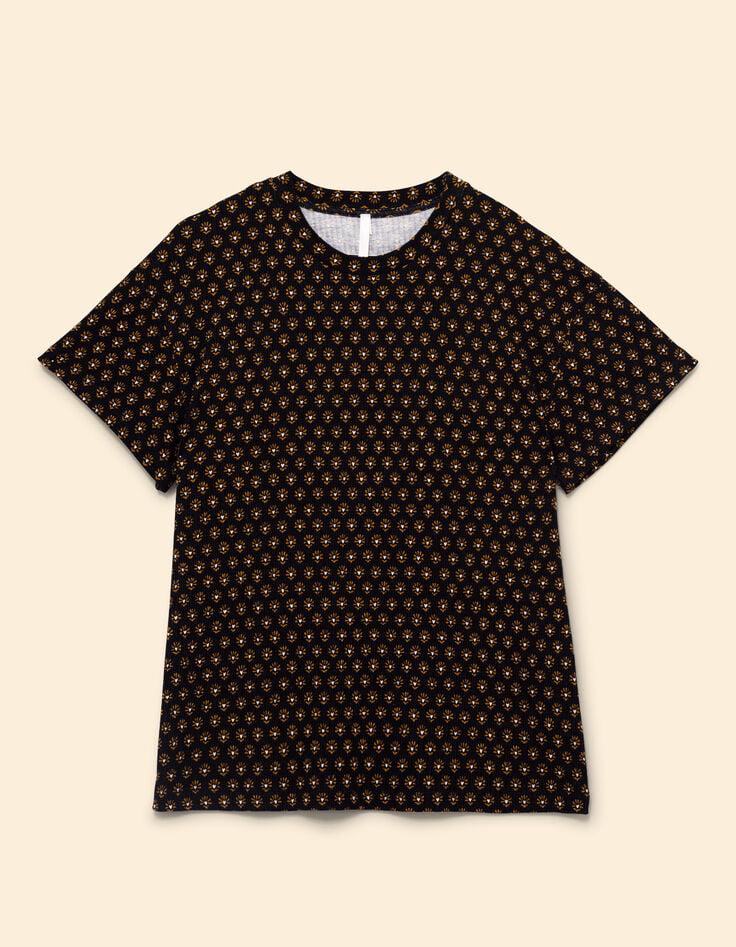 Ikks T-shirt Noir Imprimé Floral Coeur I.Code