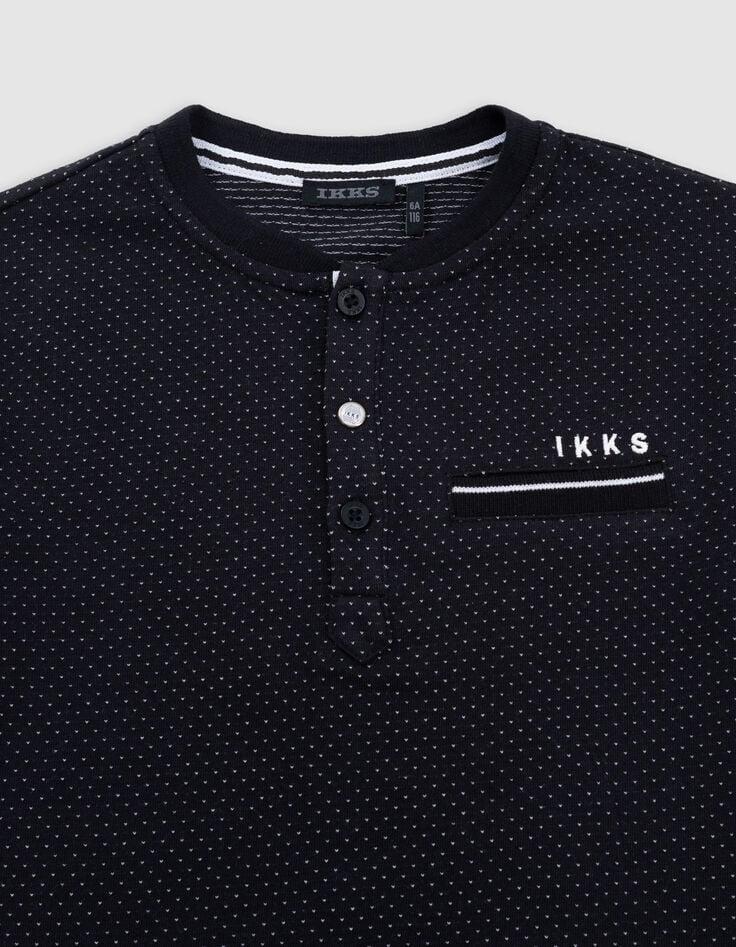 Ikks T-shirt Noir Jacquard Motif Pois Garçon