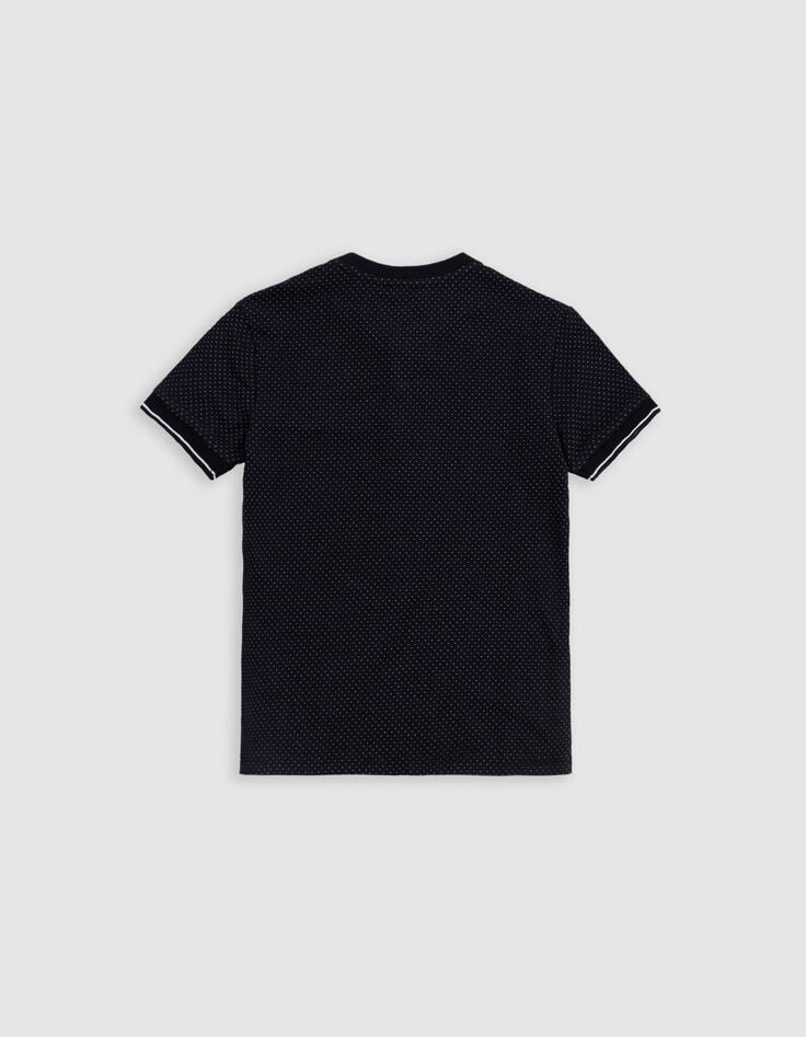 Ikks T-shirt Noir Jacquard Motif Pois Garçon