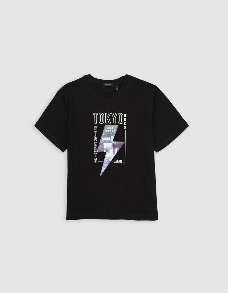 Ikks T-shirt Noir Motif éclair Lenticulaire Garçon