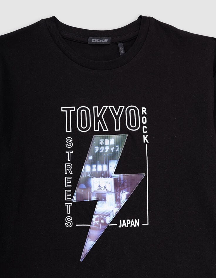 Ikks T-shirt Noir Motif éclair Lenticulaire Garçon