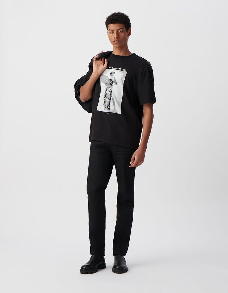 Ikks T-shirt Noir Visuel Statue Et Broderie Homme