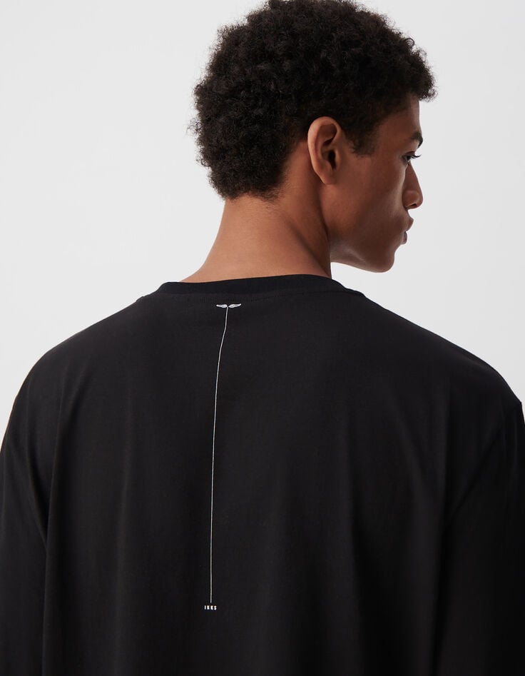 Ikks T-shirt Noir Visuel Statue Et Broderie Homme