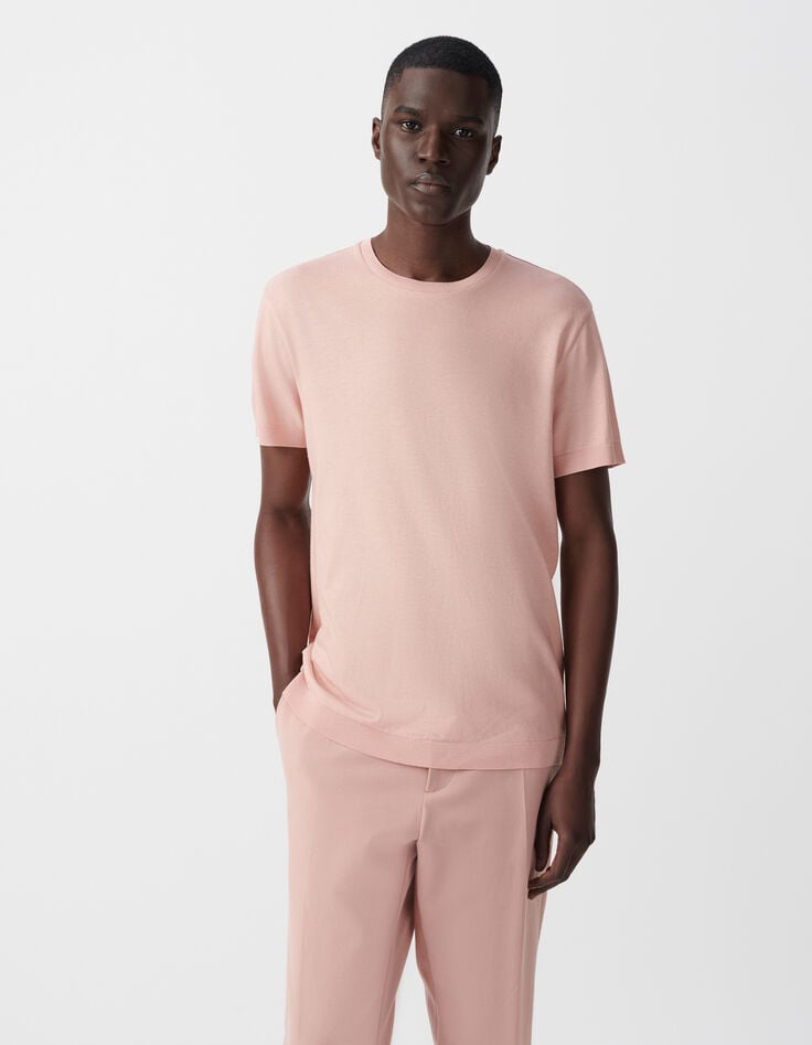 Ikks T-shirt Rose Col Rond En Coton Modal Homme