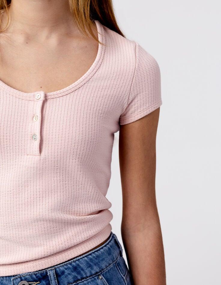 Ikks T-shirt Rose Maille Nid D'abeille Fille
