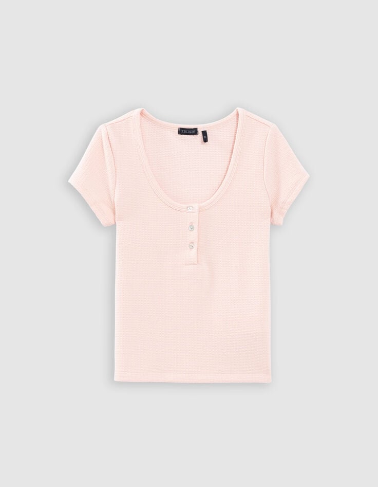 Ikks T-shirt Rose Maille Nid D'abeille Fille