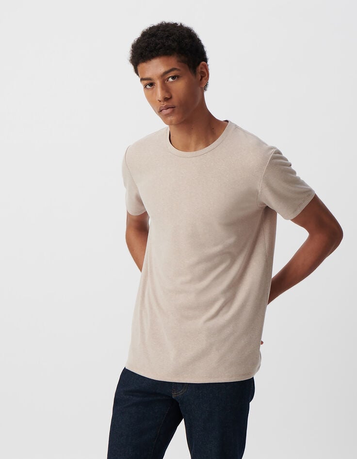 Ikks T-shirt Sable Chanvre Mélangé DRY FAST Homme