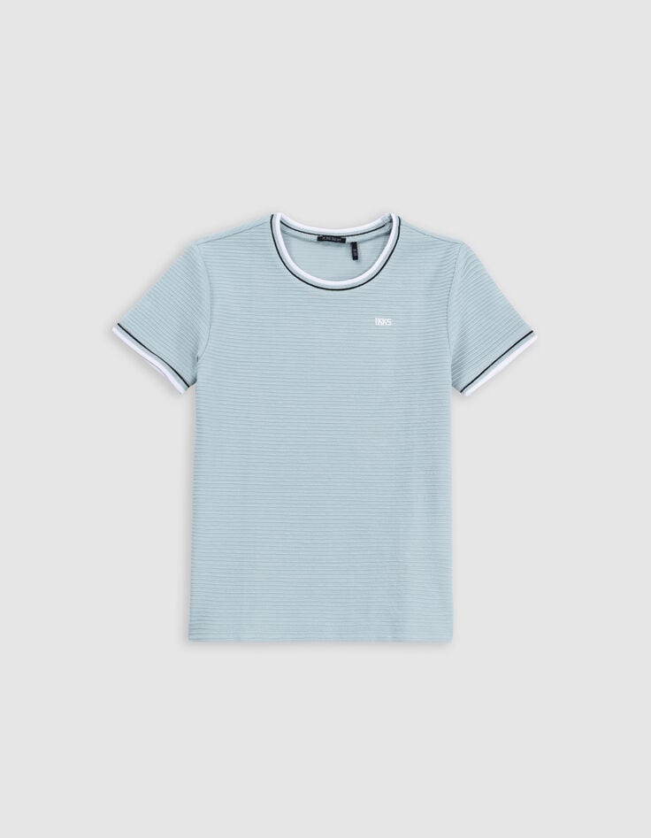 Ikks T-shirt Vert Avec Rayures En Relief Garçon
