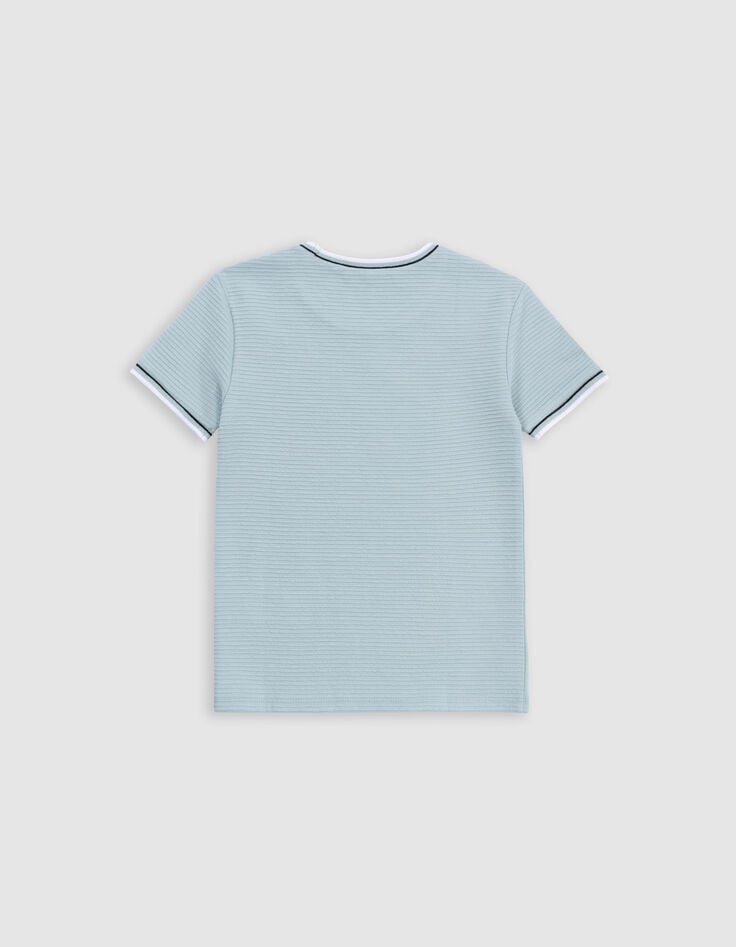 Ikks T-shirt Vert Avec Rayures En Relief Garçon