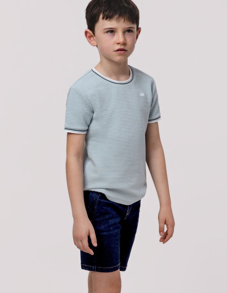 ikks T-shirt vert avec rayures en relief garçon