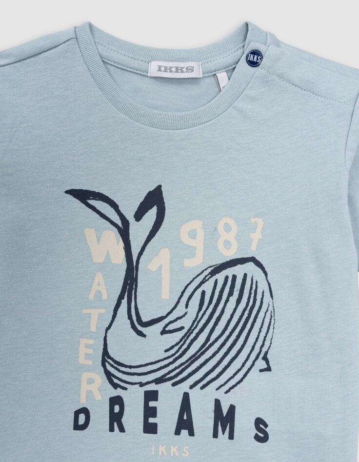 Ikks T-shirt Vert Coton Bio Baleine Bébé Garçon