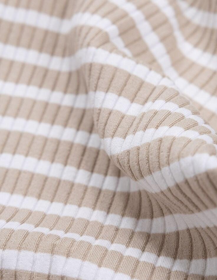 Ikks Tee-shirt Beige Rayures écrues Côtelé