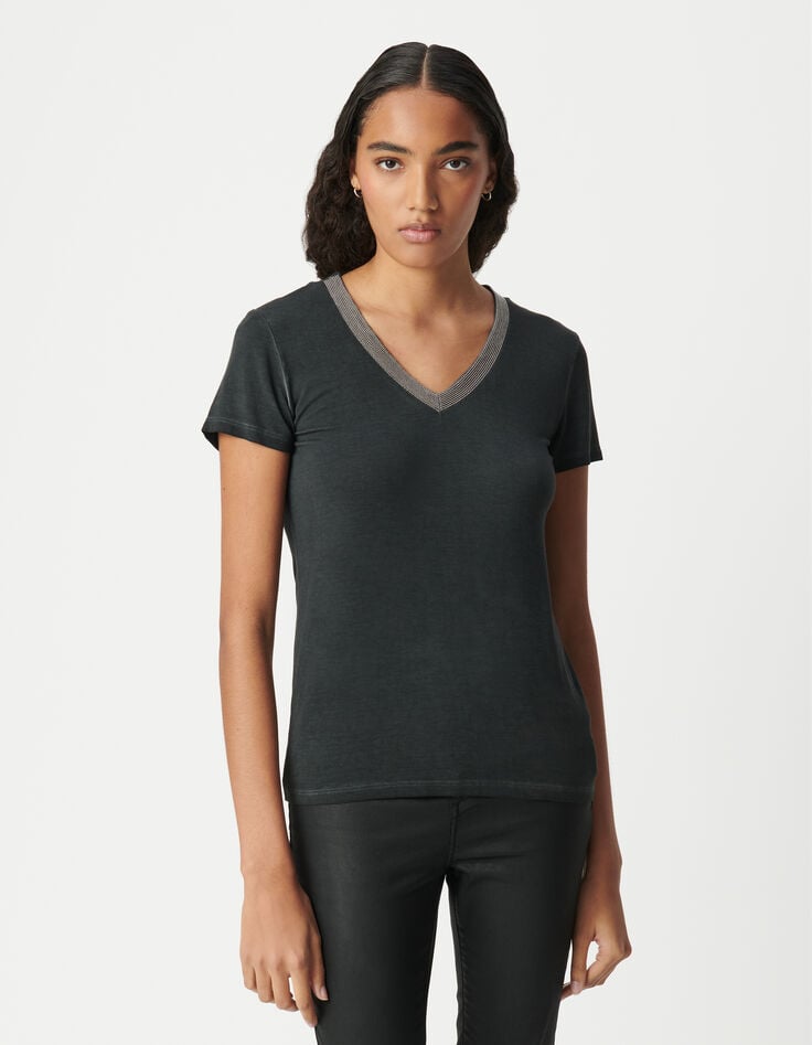 Ikks Tee-shirt Black Blue Bijoux Femme