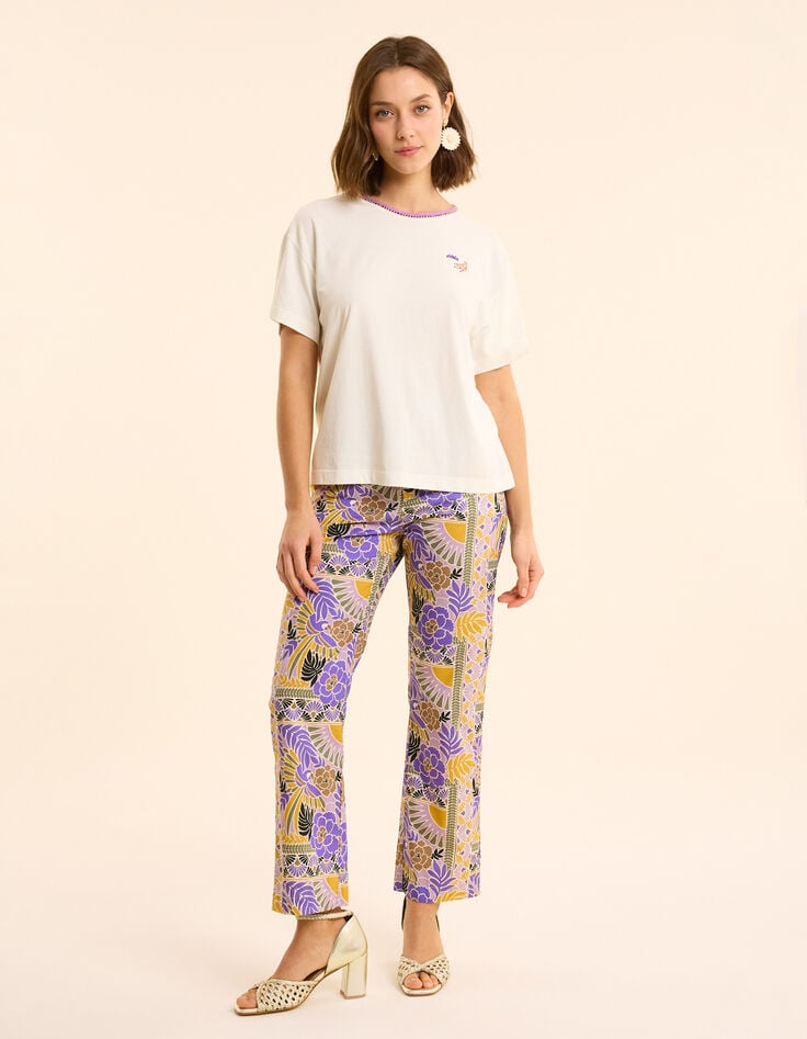 Ikks Tee-shirt Blanc Col Brodé I.Code