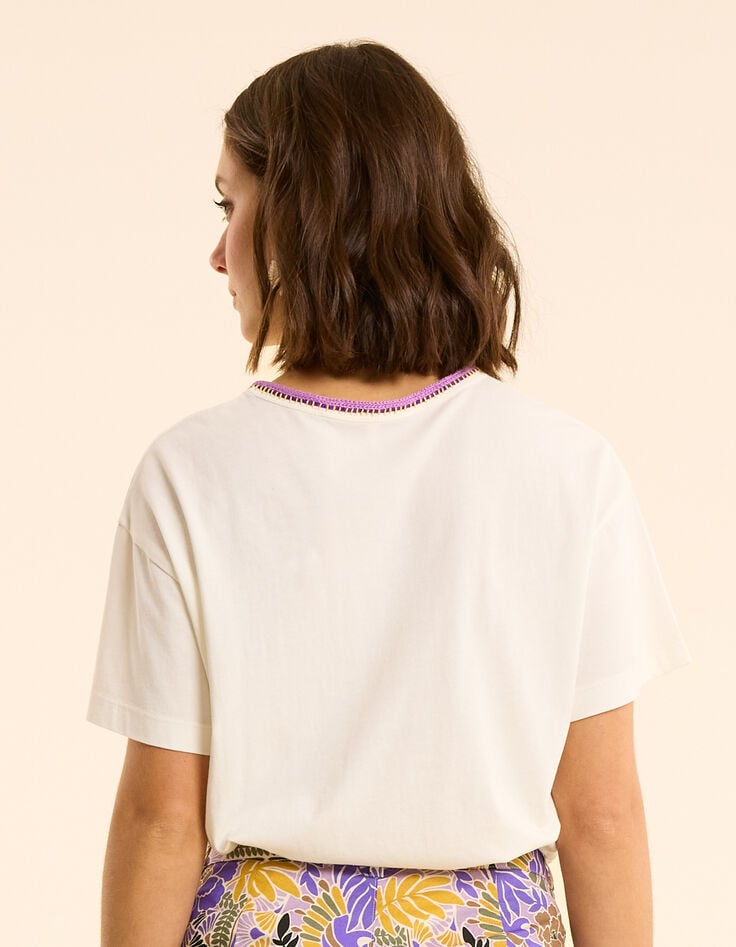 Ikks Tee-shirt Blanc Col Brodé I.Code