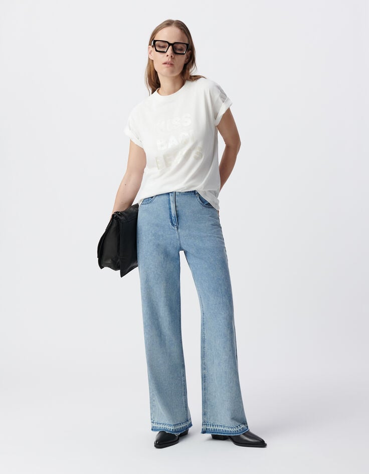 ikks Tee-shirt blanc message irisé iridescent