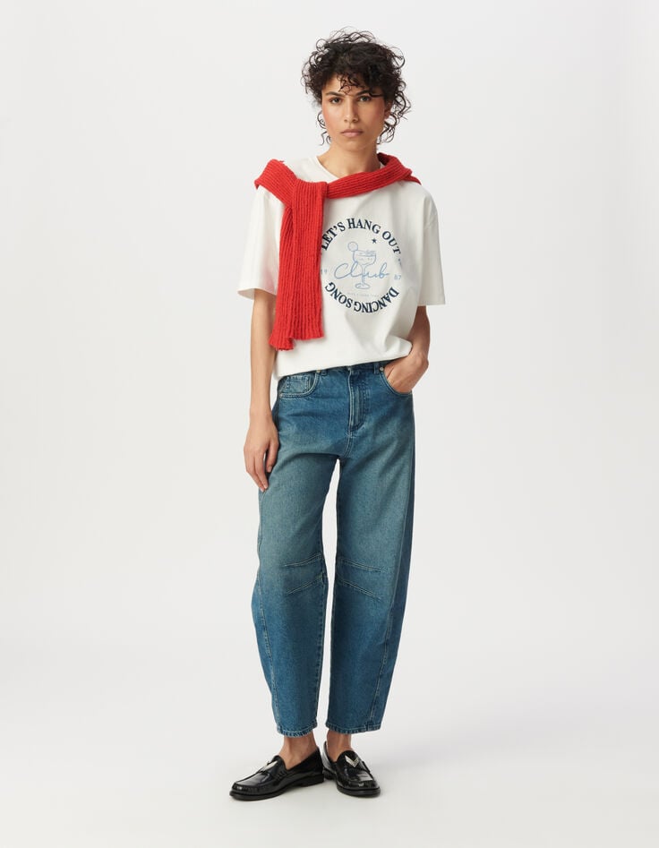 Ikks Tee-shirt Blanc Message Visuel Cocktail