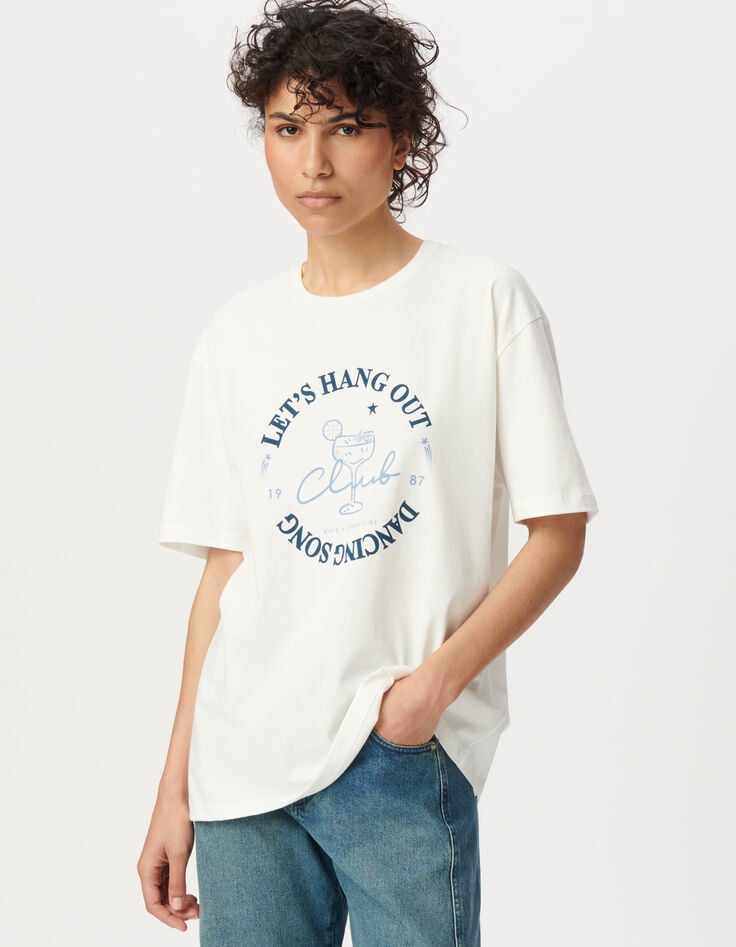 ikks Tee-shirt blanc message visuel cocktail