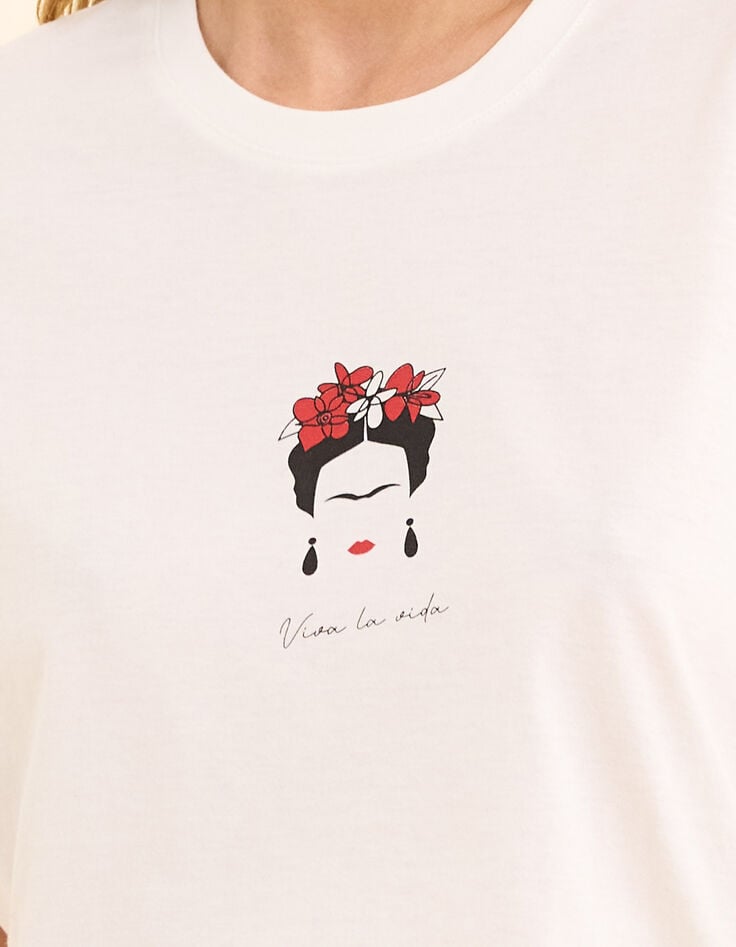 Ikks Tee-shirt Blanc Visuel Frida I.Code