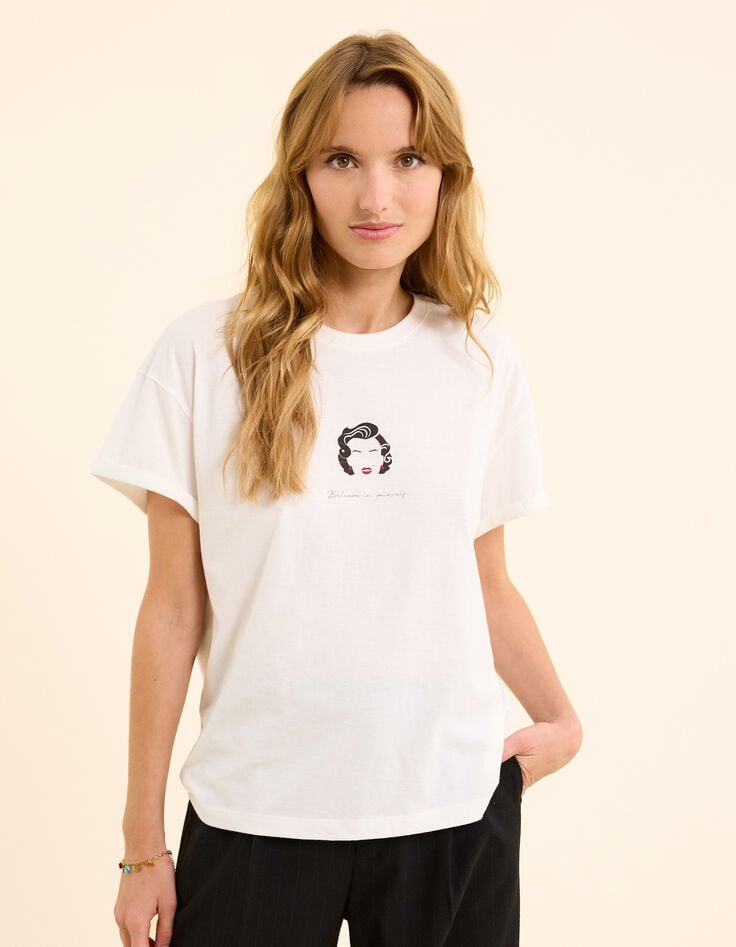 Ikks Tee-shirt Blanc Visuel Marilyn I.Code