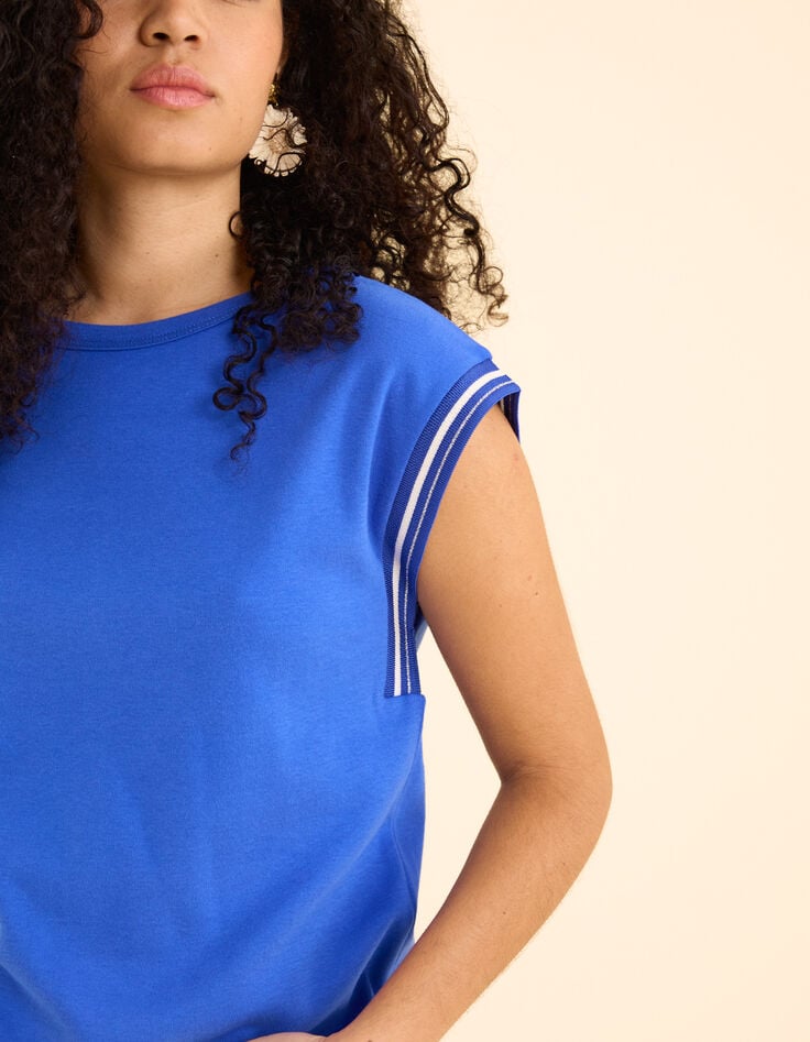 ikks Tee-shirt bleu bords-côtes rayés I.Code