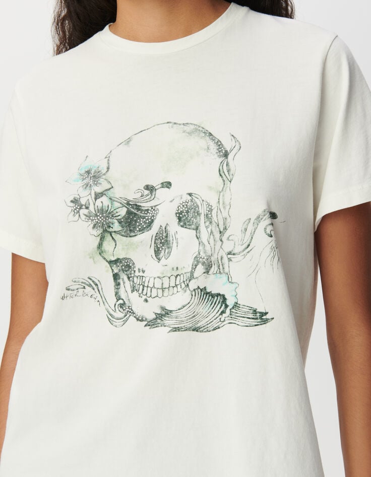 Ikks Tee-shirt Col Rond Blanc Visuel Tête De Mort