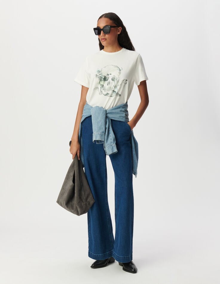 ikks Tee-shirt col rond blanc visuel tête de mort