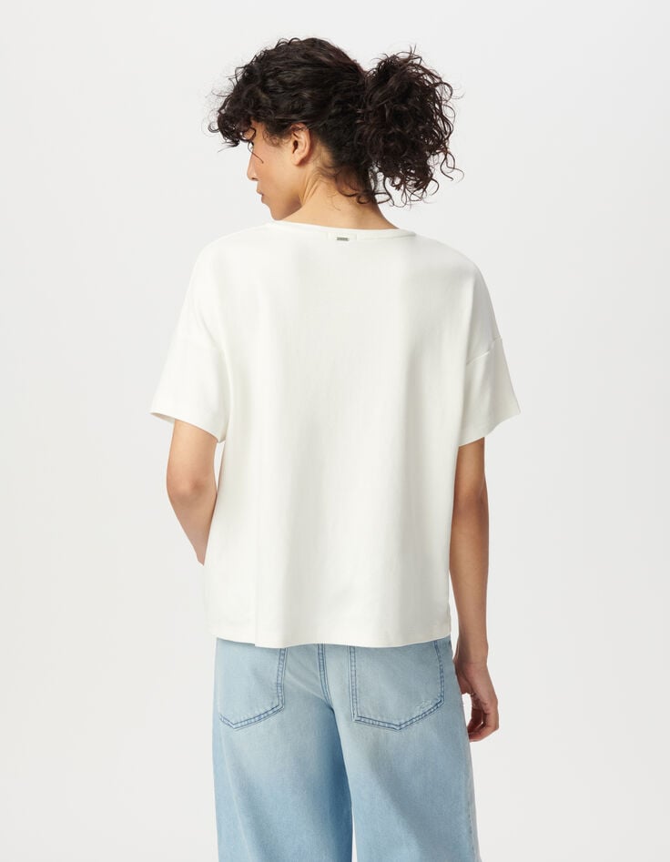 Ikks Tee-shirt Col Rond Blanc Visuels Fruits