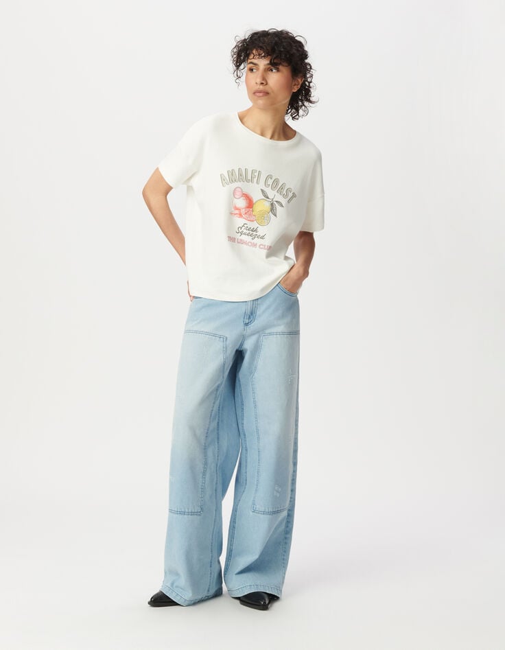 ikks Tee-shirt col rond blanc visuels fruits