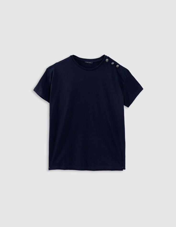 ikks Tee-shirt col rond marine boutons militaire