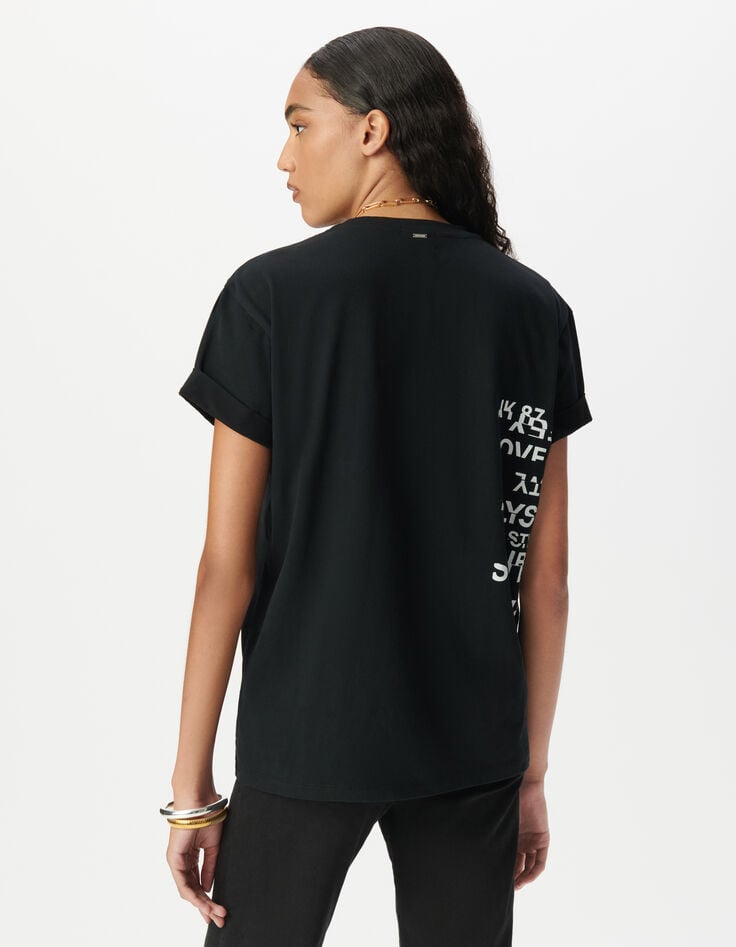 Ikks Tee-shirt Col Rond Noir Visuel Messages