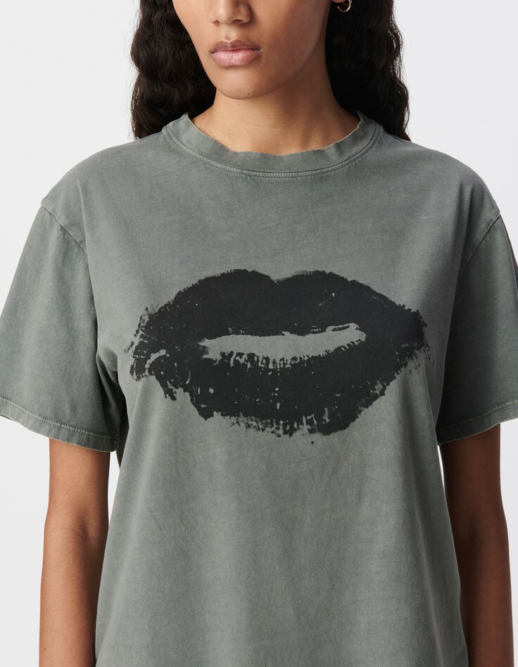 Ikks Tee-shirt Gris Visuel Maxi Bouche