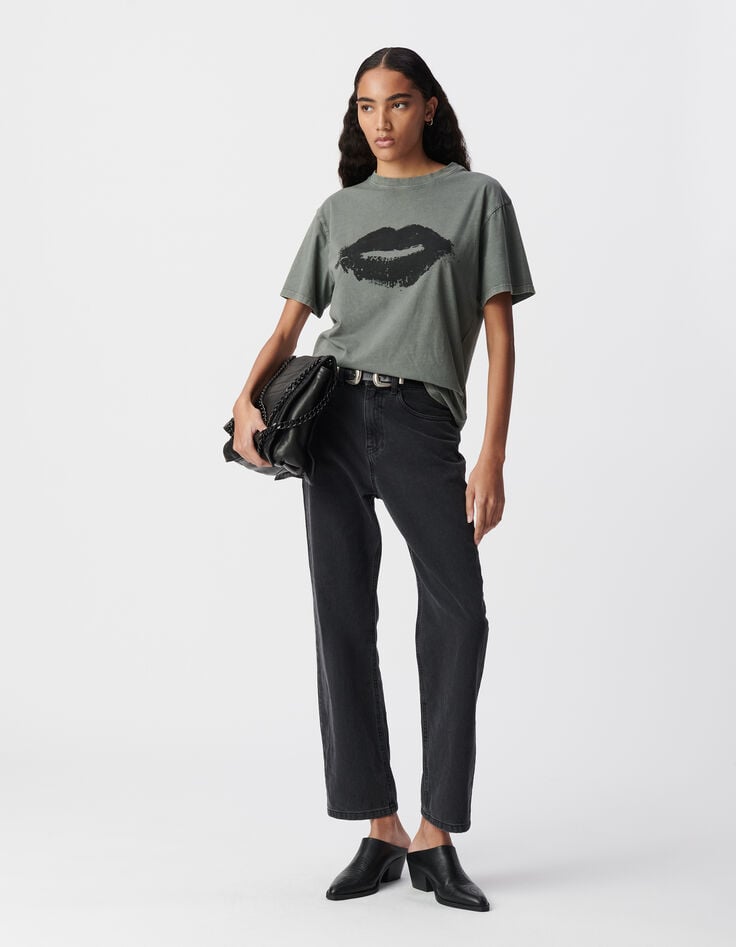 ikks Tee-shirt gris visuel maxi bouche