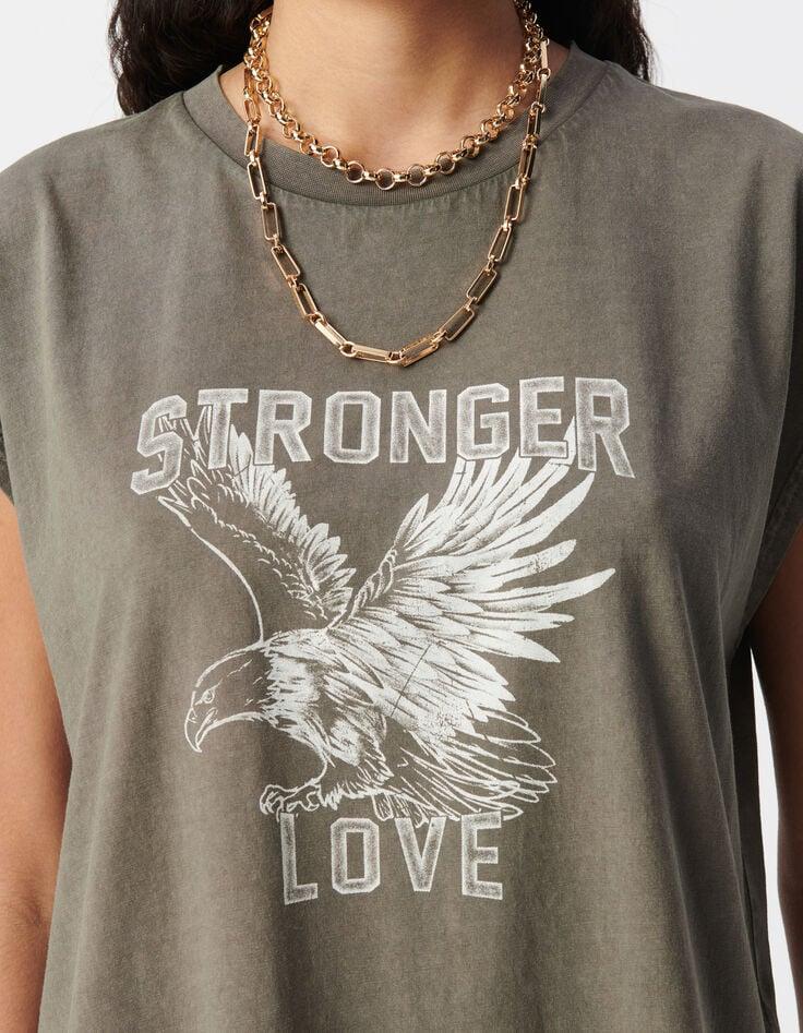 Ikks Tee-shirt Kaki Message Et Aigle Femme