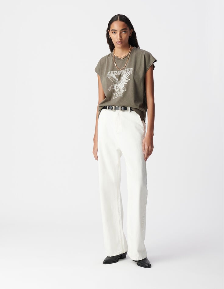 ikks Tee-shirt kaki message et aigle Femme