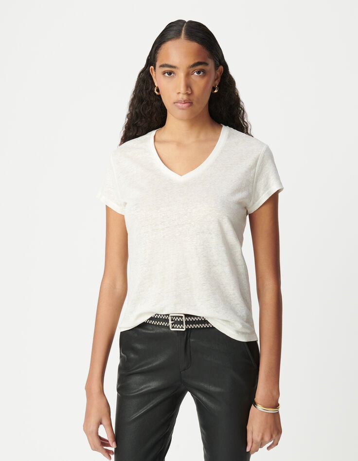 ikks Tee-shirt lin blanc femme
