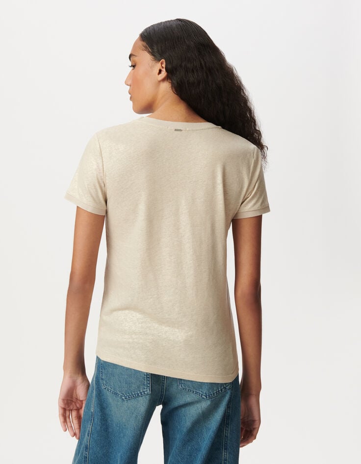 Ikks Tee-shirt Manches Courtes Beige Irisé