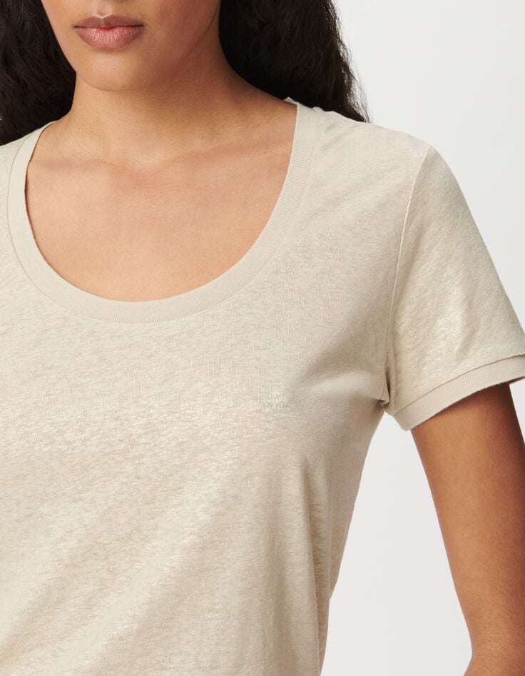 Ikks Tee-shirt Manches Courtes Beige Irisé