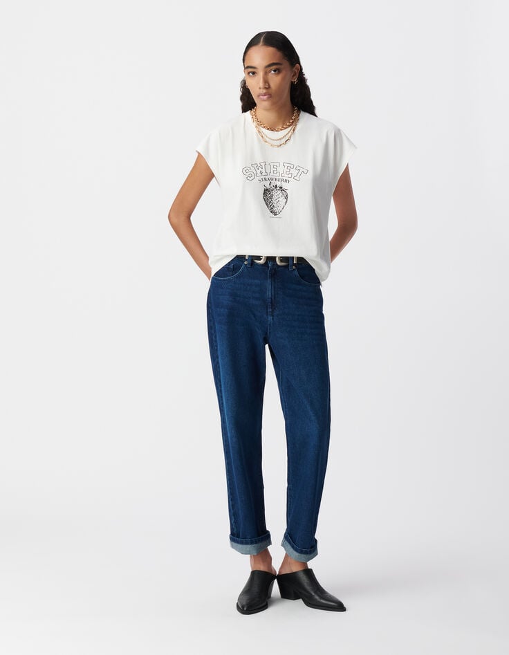 ikks Tee-shirt manches courtes blanc visuel fraise