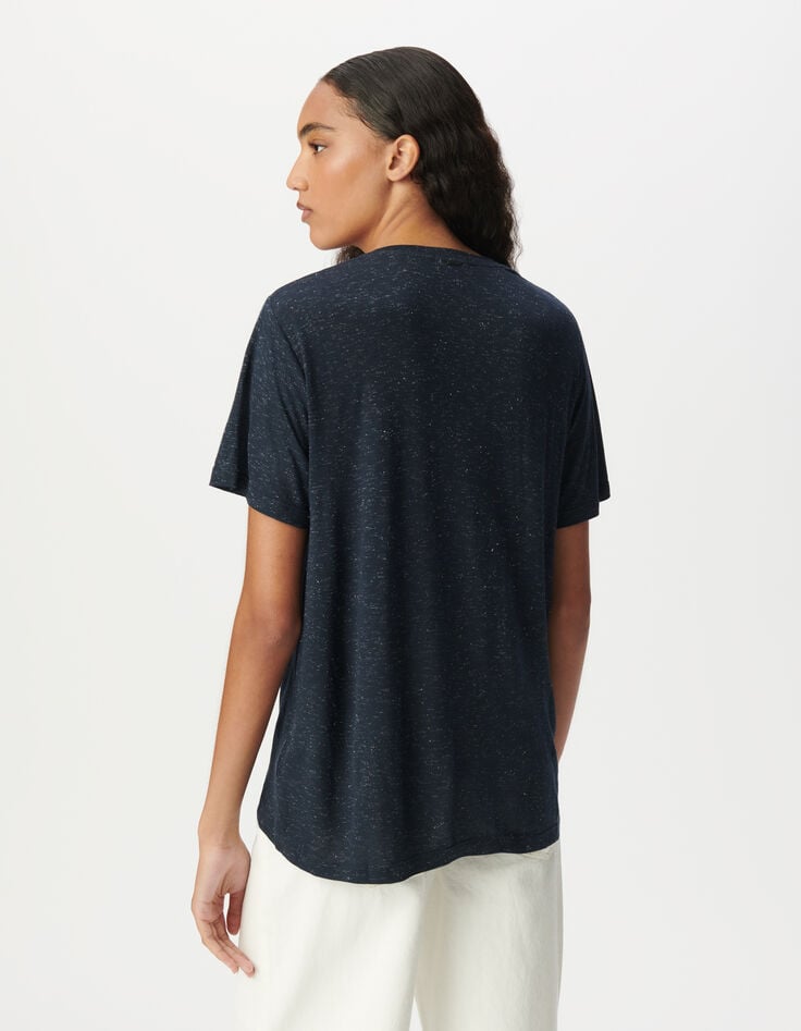 Ikks Tee-shirt Marine Message Brodé Perles