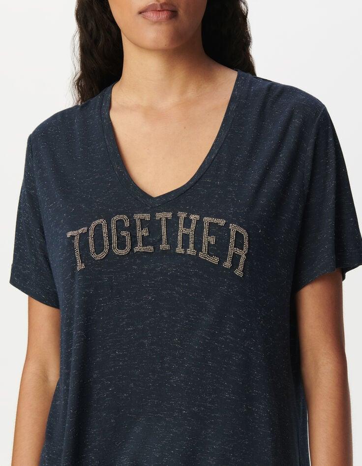 Ikks Tee-shirt Marine Message Brodé Perles