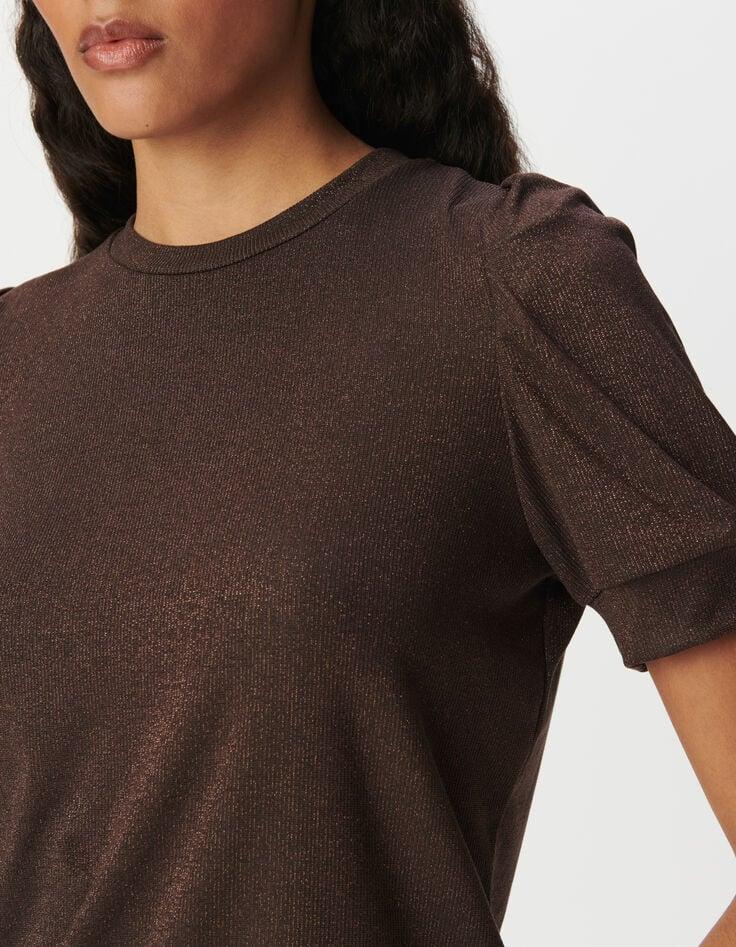 Ikks Tee-shirt Marron Irisé Maille Côtelée Irisée