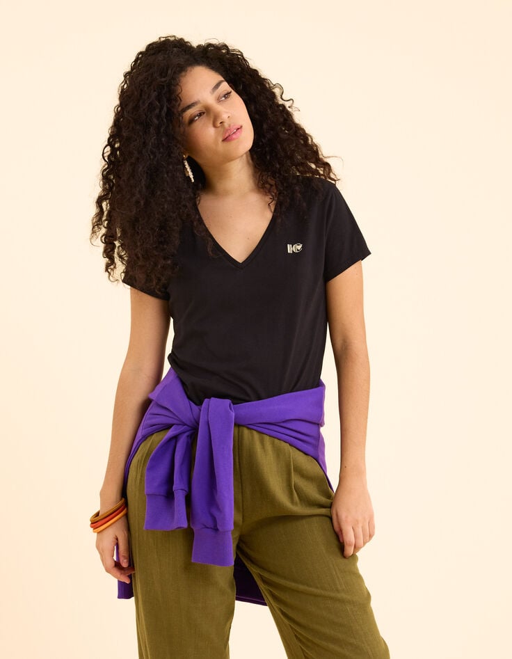 Ikks Tee-shirt Noir Brodé I.Code