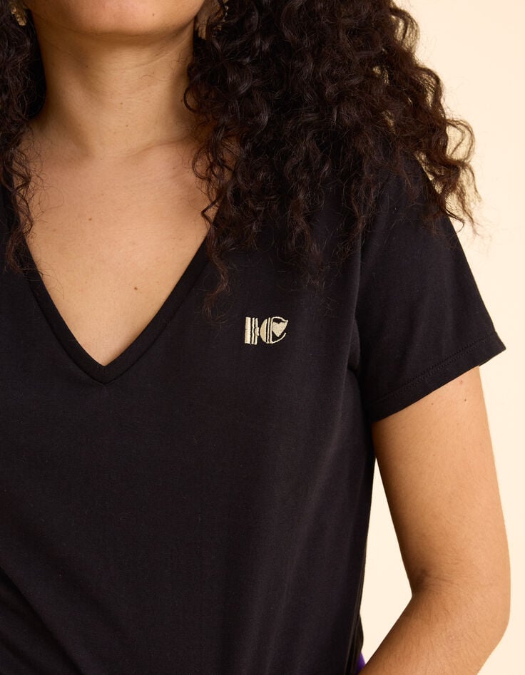 ikks Tee-shirt noir brodé I.Code