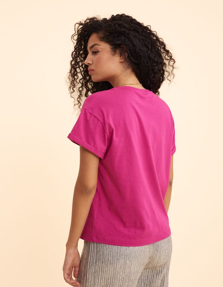 Ikks Tee-shirt Rose Message Rayures Cœurs I.Code