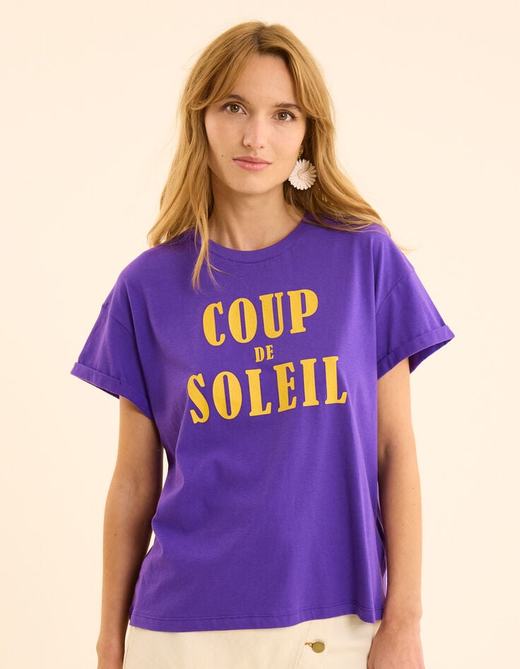 Ikks Tee-shirt Violet Message Jaune I.Code