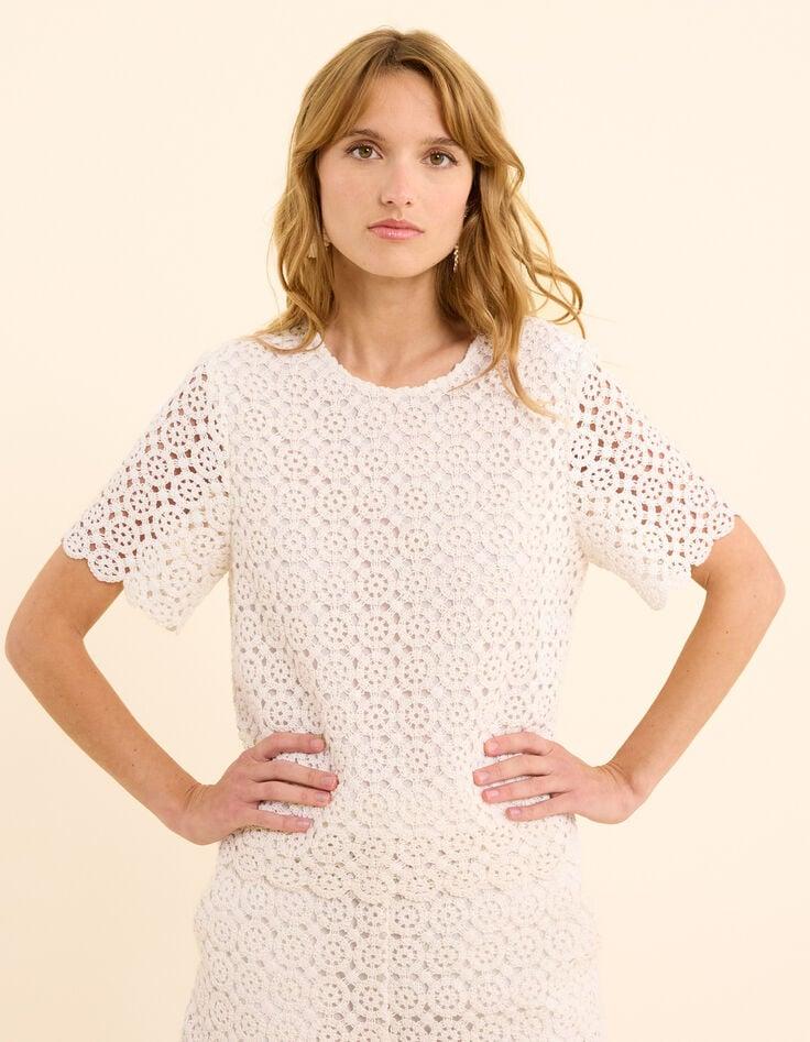 Ikks Top Blanc Dentelle Façon Crochet I.Code