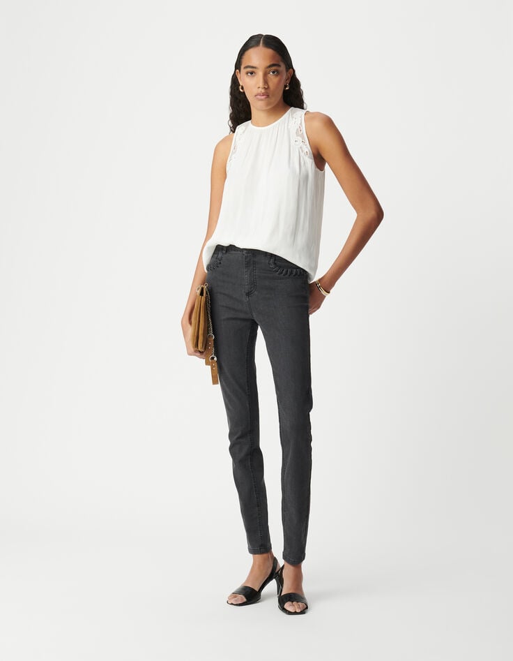 ikks Top blanc effet froissé avec dentelle Femme